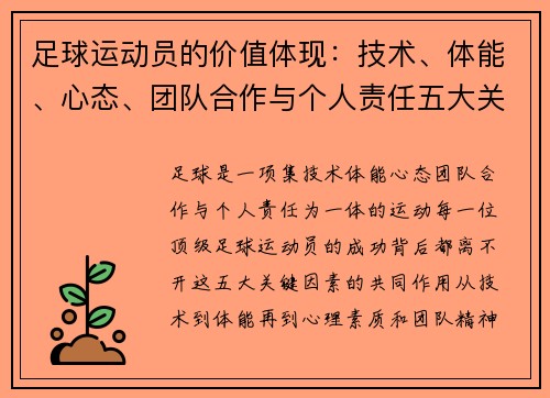 足球运动员的价值体现：技术、体能、心态、团队合作与个人责任五大关键因素分析